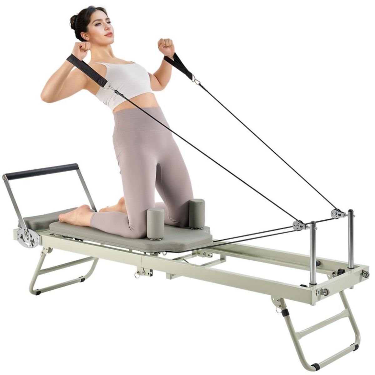 Pilates Reformer - Pilatesbed - Opvouwbaar - Dubbele Weerstand Met Veren en Koorden - Voor Thuis - Voor Beginners en Gevorderden - Draagvermogen 181 kg