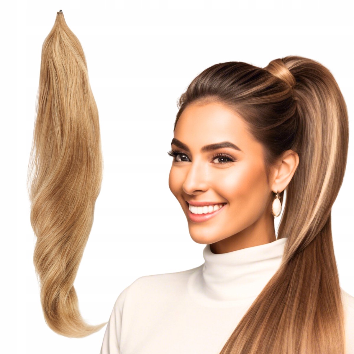 Merkloos Elastische Paardenstaart Verlenging 75cm - Synthetisch Haar