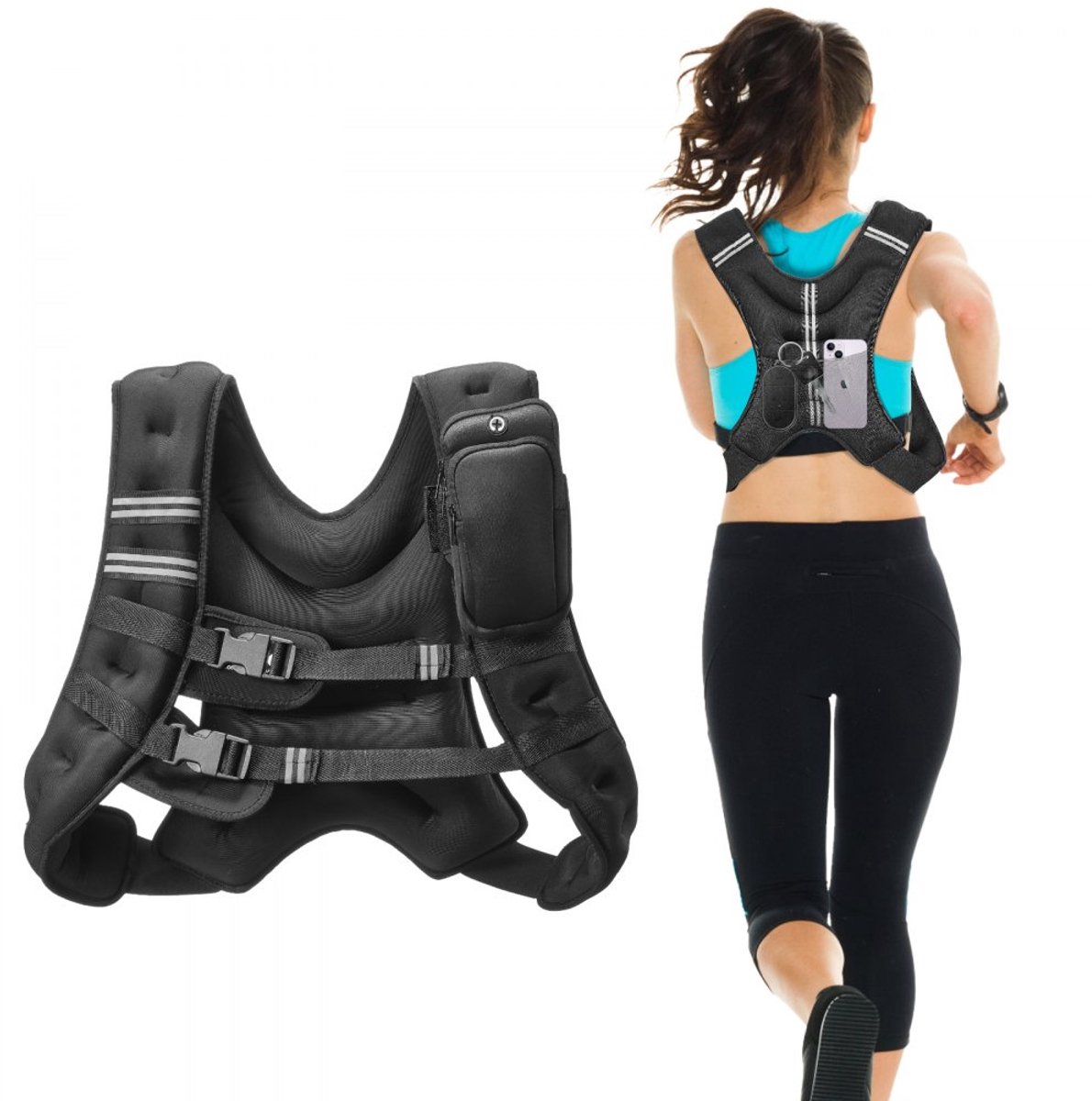 Gewichtsvest - Verzwaard Vest 9,22 kg - Verstelbare Gesp - Reflecterende Strip - Unisex - Voor Hardlopen, Fitness & Krachttraining