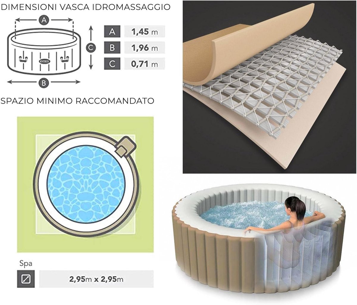 FiberLuxe Spa XL (196x71 cm) Luxe Opblaasbare Whirlpool met - FiberLuxe - €1.320,00