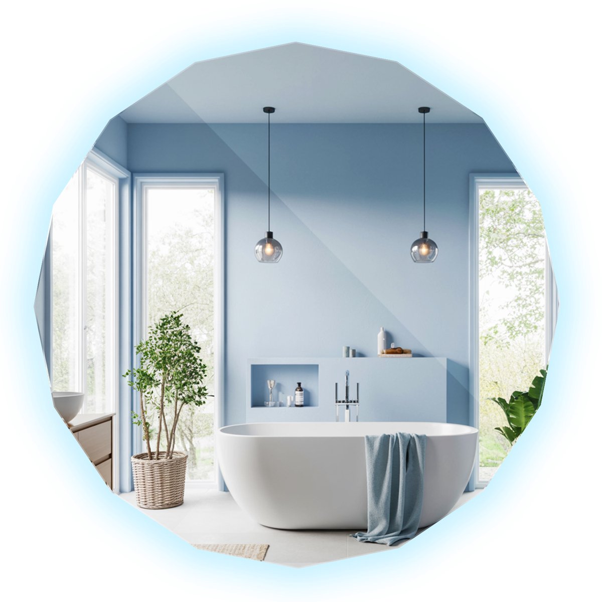 TULUP LED Spiegel - Wielhoekige LED Spiegel - 50 cm x 50 cm - Toiletspiegel Geometrisch LED - Design Spiegel Geometrisch LED - LED-spiegel voor Woonkamer - Koel Wit 6500K