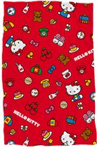 Kanguru 1287 Deluxe Hello Kitty, Superzachte en behaaglijke fleece Deken met Mouwen met buidelzak, grijs, volwassenen maat 140 x 180 cm