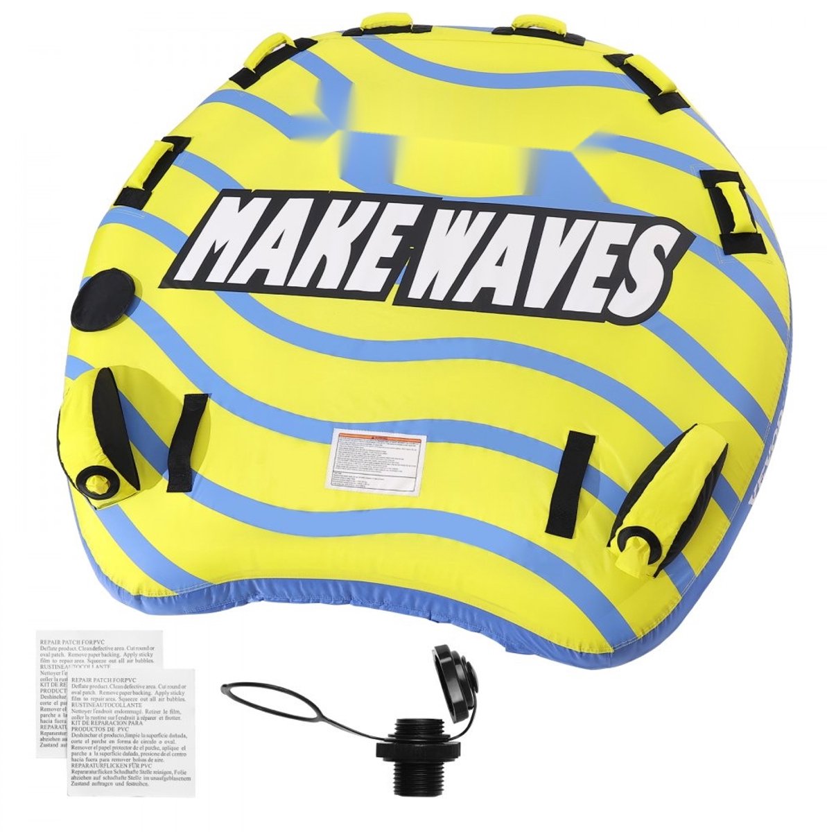 Opblaasbare Funtube - Trekbuis/sleepband watersport - 1-3 personen - Max. 231 kg draagvermogen - Voor achter de boot - Beschermende stootranden en vinnen - Volledige nylon hoes