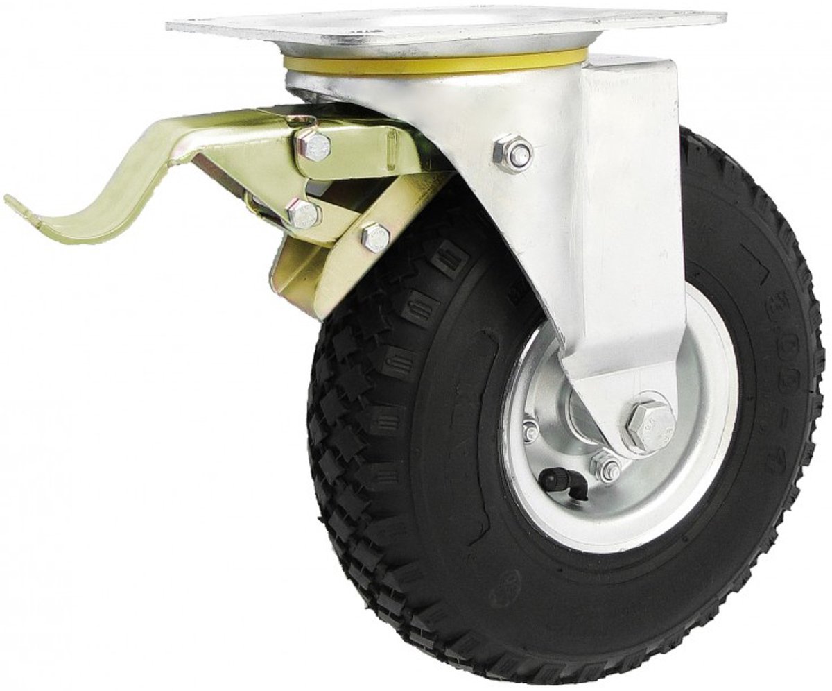 Zwenkbaar Luchtwiel met Rem Ø 260 mm, 200 kg draagvermogen