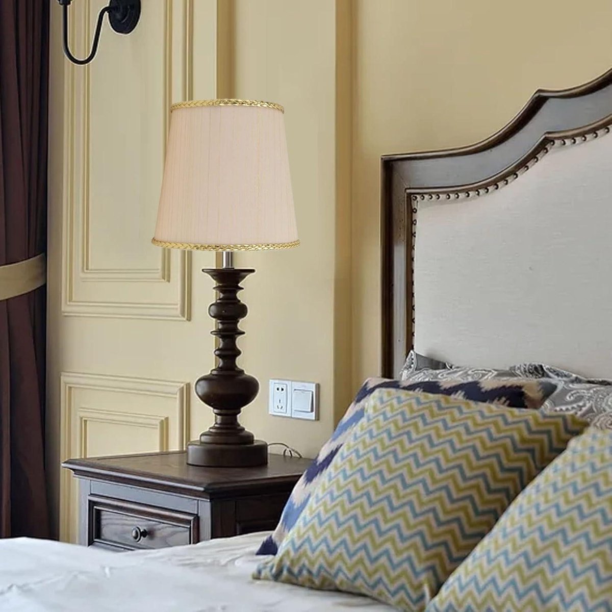 EGoods - Stoffen Lampenkap Beige Met Gouden Rand voor Tafellamp of Vloerlamp - Set van 2 Stuks
