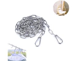 1 stuk - Waslijn - Waslijn van roestvrij staal 304 - Hangmatketting - Schommelketting voor op de veranda - Robuuste waslijn voor buiten - Waslijn van 2 meter - Geschikt voor accessoires voor hangstoelen en het drogen van kleding (zilver)