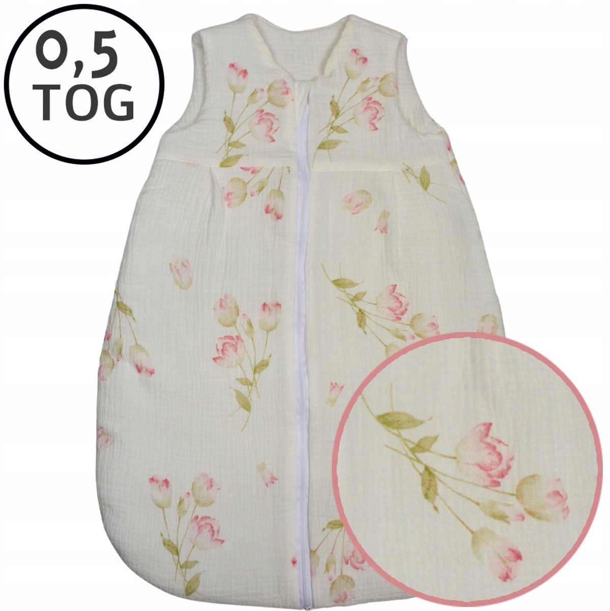 Zomerslaapzak Muslin 56-62cm, 0.5 TOG, Katoen, Nederlands Product