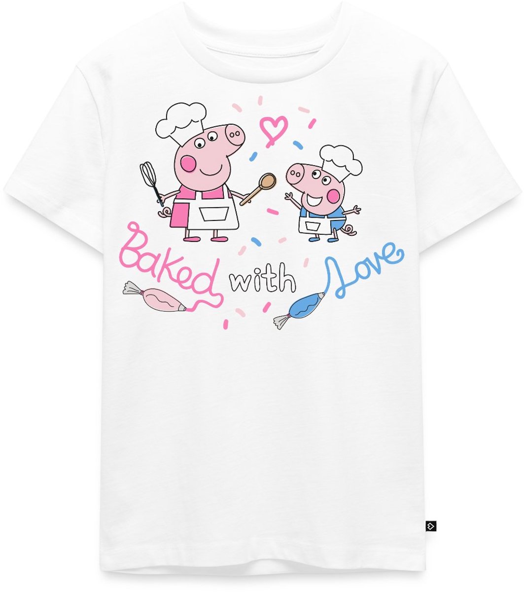 Peppa Pig Design Baked With Love Premium T Shirt Kinderen