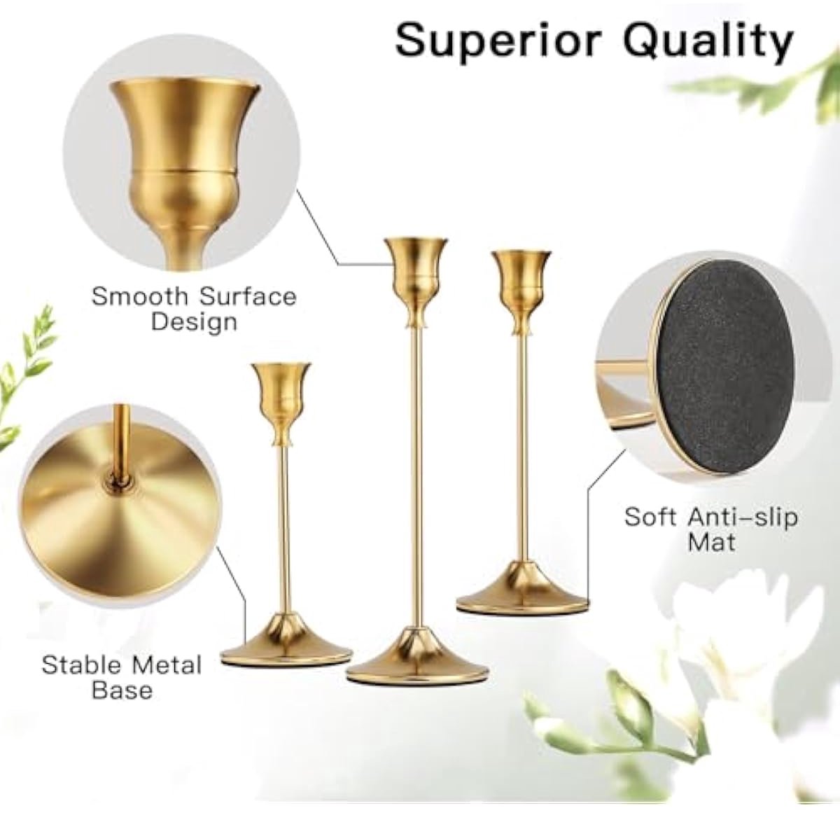 Kerzenständer Gold, 6 stuks kaarsenhouder, kaarsenstandaard, voor dinerkaarsen, voor bruiloft, woonkamer, eetkamer, decoratie, Halloween, Kerstmis (Goud) – foto 3