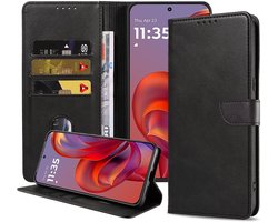 Geschikt voor Motorola Edge 60 Neo Telefoonhoesje Kunstleer met Magnetisch lipje en Pasjeshouder Book Case met Klepje - Walletcase with Cardslot - Zwart - Smartphonica geschikt voor Motorola Edge 60 Neo