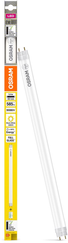 LED OSRAM SubstiTUBE T8 15 EM 830 4099854038501 G13 N/A Puissance : 5,4 W Warmwit N/A