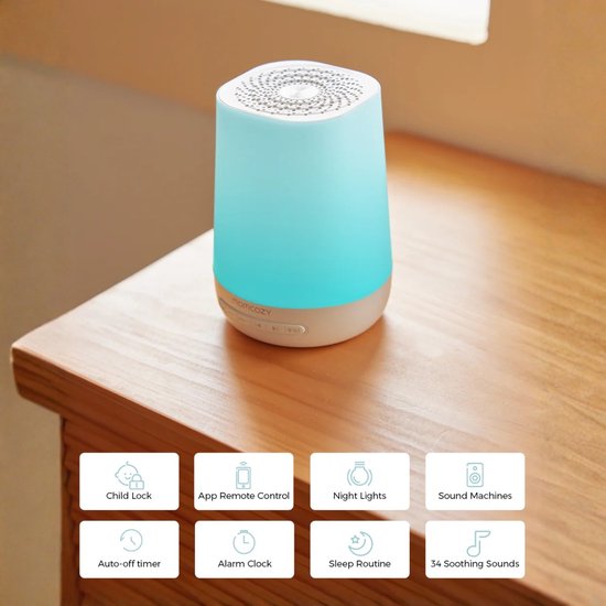 Momcozy White Noise Baby Slaapmachine - Nachtlicht - App-bediening - Muziek functie - Wit van Momcozy — afbeelding 3