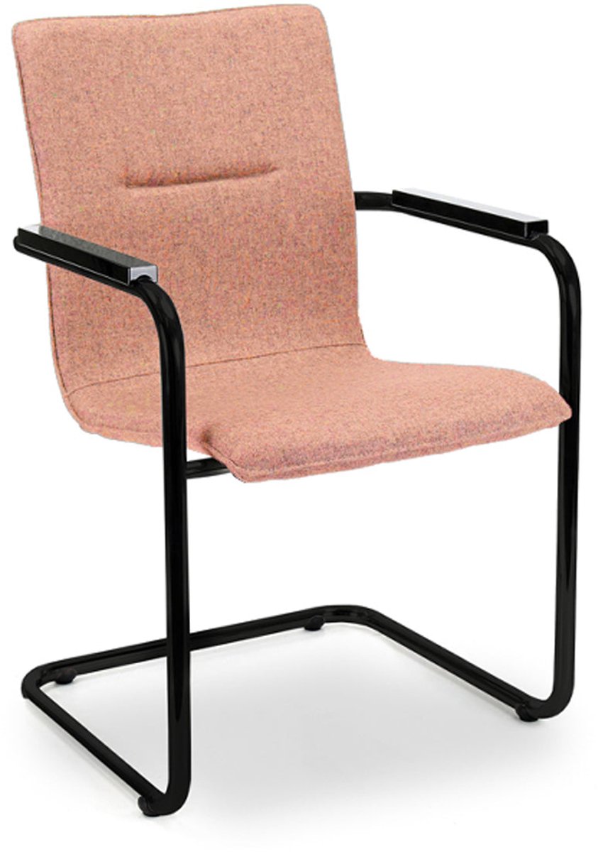 "Workliving Meeting Chair X6 - Sled Frame - Wool Felt Fenice 152 Soft Pink - Black Frame"