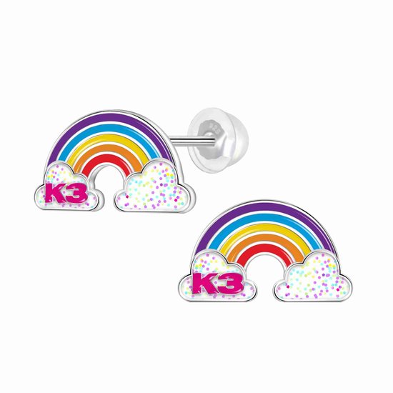 Boucles d'oreilles puces argentées K3 - Collection K3 - Arc-en-ciel - 7 mm