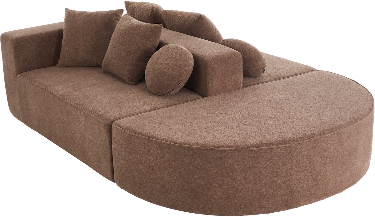 Volledig samendrukbare bottenloze bank, Woonkamer / Slaapkamer gesegmenteerde wolkensofa, moderne modulaire bank, montagevrij, comfortabele, huidvriendelijke chenille stof- bruin