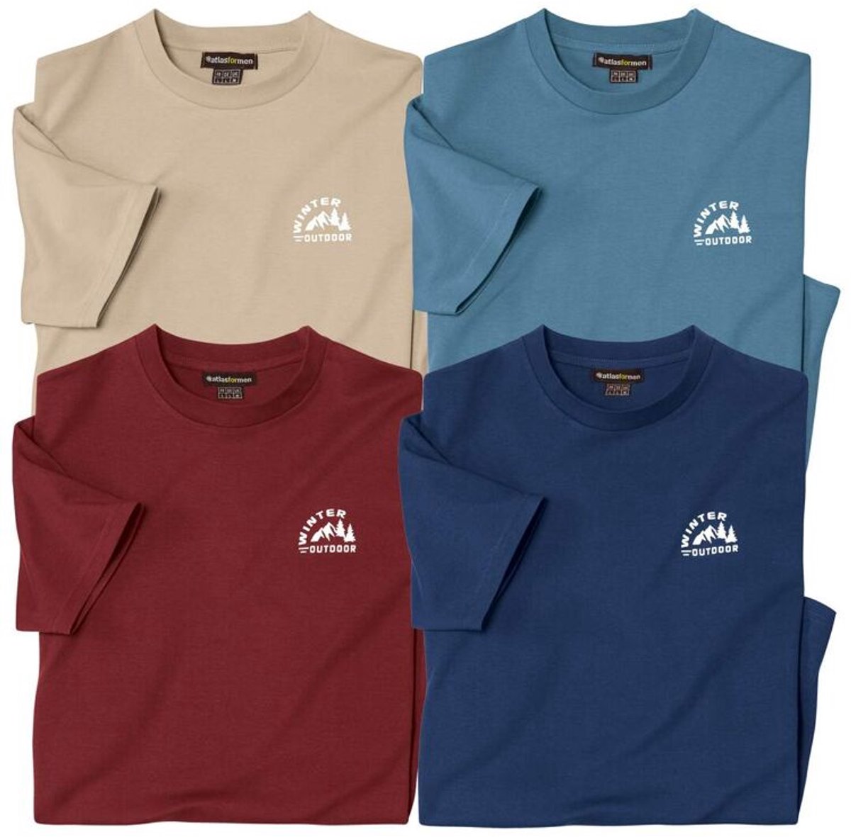 ATLAS FOR MEN - Set van 4 T-shirts Classic - Heren - Verkrijgbaar in grote maten - M