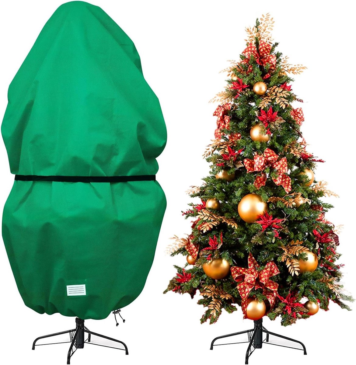 CSGoods - Opbergtas voor kerstboom en potplanten, scheurvaste vliesstof, winterwarm, met rits- en draaghandvatten