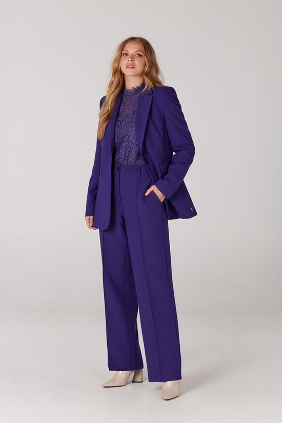 Jansen Amsterdam Vbf101 Haut imprimé en jersey avec rides au col roulé T-shirts & T-shirts Femme - Chemise - Violet - Taille M