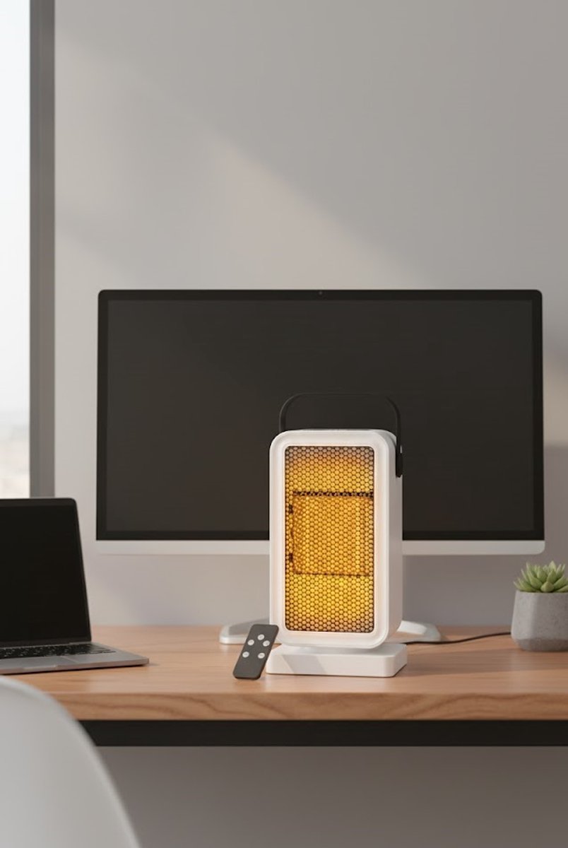 Compacte PTC Keramische Ventilatorkachel met - 12x10x22 cm - Ventilatorkachel LCD Display, Thermostaat Afstandsbediening - Medahomestore