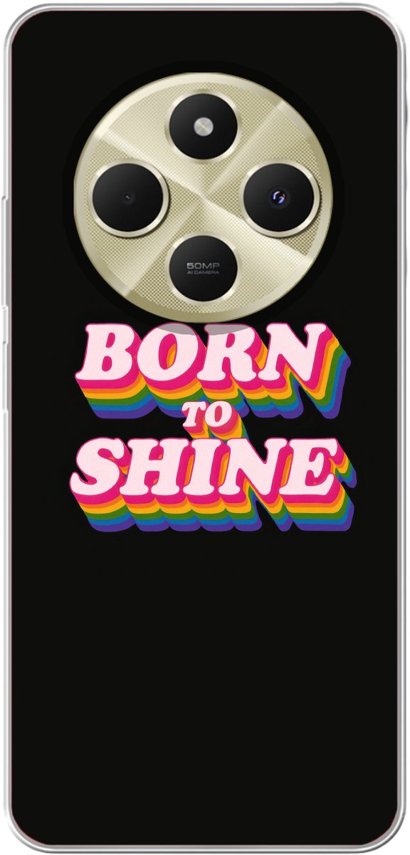 Telefoonhoesje Geschikt voor Xiaomi Geschikt voor Redmi 14C hoesje - Quote - Regenboog - Roze - Zwart - Siliconen Telefoonhoesje Telefoonhoesje