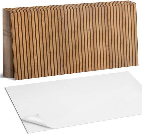 Coloray Plaktegels - Houten verticale planken Zelfklevende Wandtegels - 40 cm x 20 cm - Bruin Plaktegels - 10 stuks - Rechthoek PVC Tegels - Plaktegels Badkamer - Vloertegels Zelfklevend - Vinyl Tegels Zelfklevend - Portugese Tegels