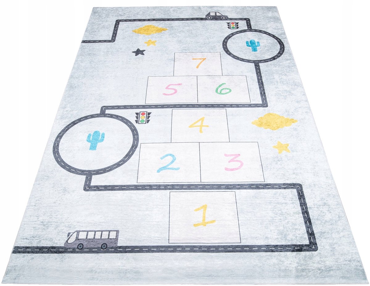 Kinderkamer Vloerkleed 140x200cm - Kleurrijk Wegen & Auto's