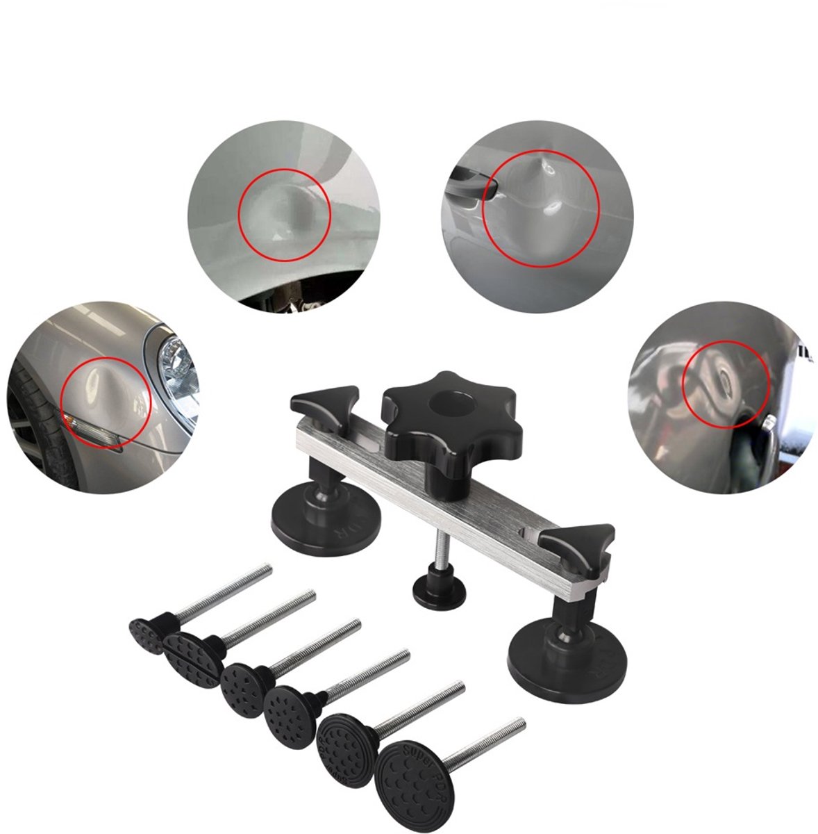 PDR Brug Tool voor Deukreparatie zonder Lakken - 6 Adapters