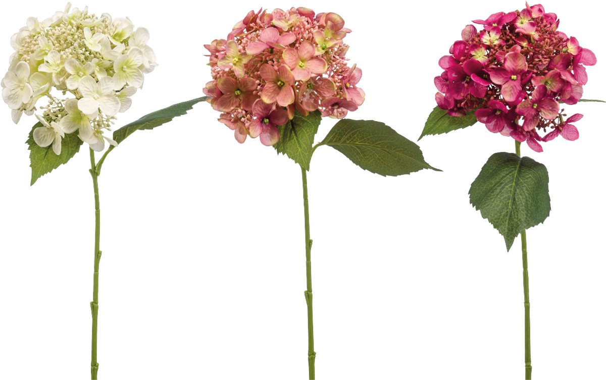 Emerald Kunstbloem Hortensia 50cm Roze - Set van 3 - Kunstplant voor binnen