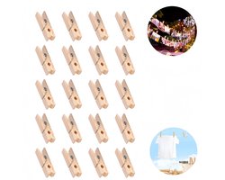 20 stuks - Houten clips - Opbergclips - Fotoclips - Houten wasknijpers - Houten knutselspullen - 3,5*0,7 cm - voor doe-het-zelfprojecten, woonaccessoires en het organiseren van kleine spullen