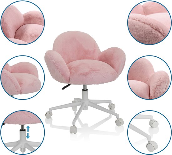 Roze Meda Home Store Kinderbureaustoel, Zithoogte 41-52 cm