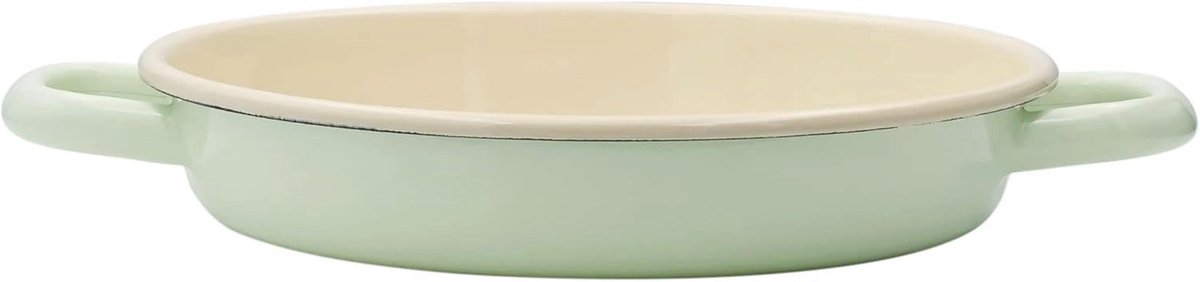 Eier- en serveerpan 22 cm - Enamel pan in Nile Green voor perfecte omeletten