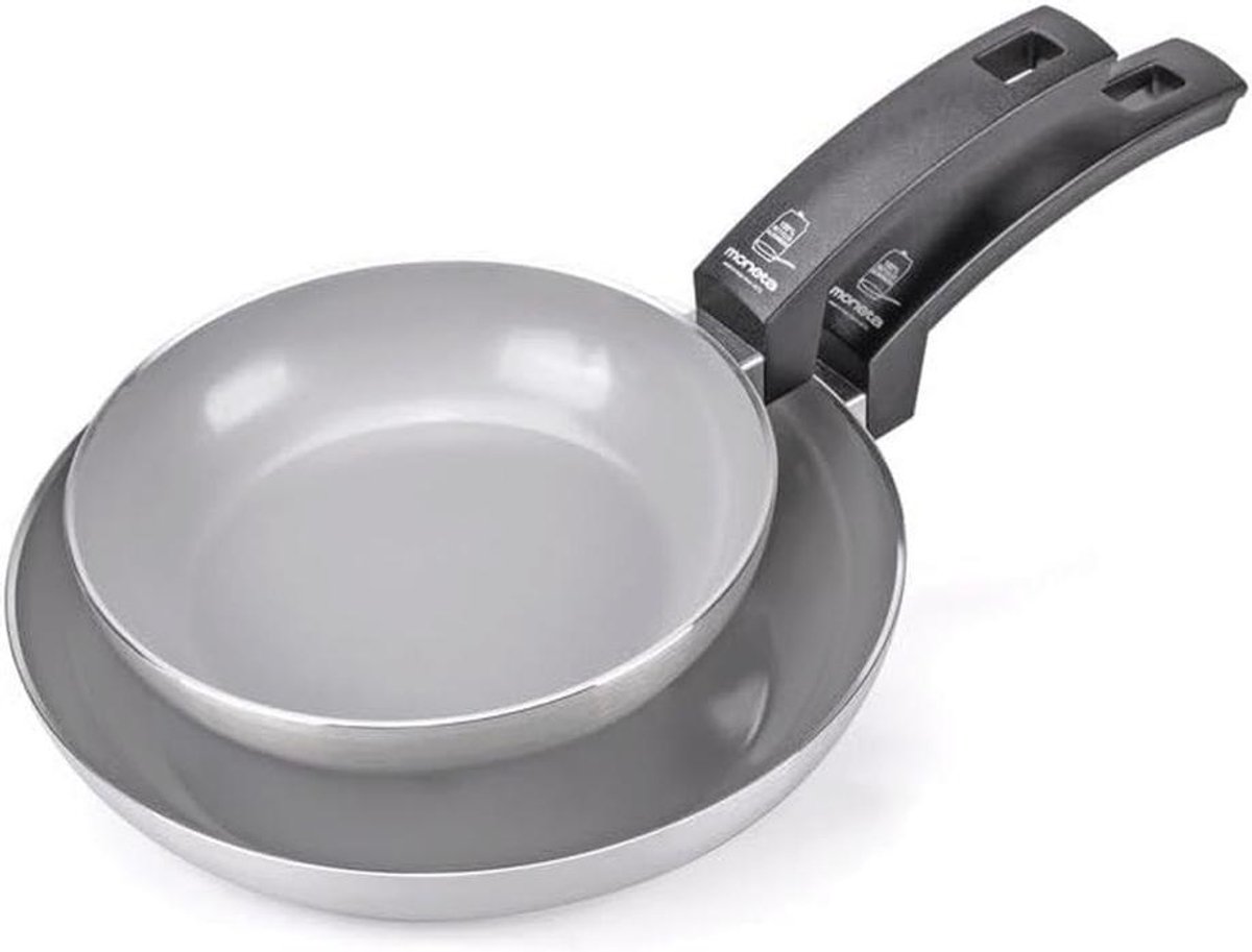 Pannenset met natuurlijke coating, 20 + 26 cm, geschikt voor inductie