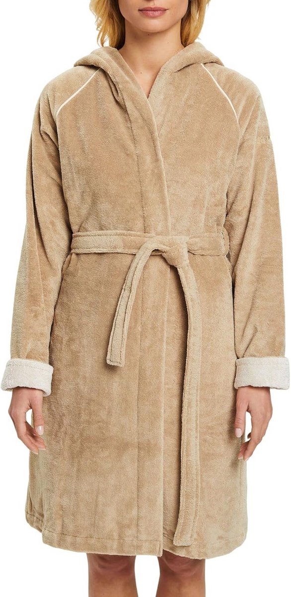 Damesbadjas met capuchon van zachte badstof - Beige