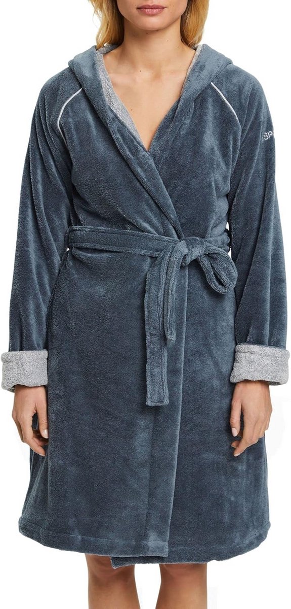 Luxe Grijze Badjas met Capuchon en Tailleriem - Zachte Velours