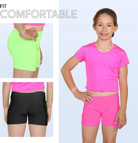 Neon Gymnastiekshorts en Rekbare Hotpants voor Meisjes - Comfortabel voor Sport en Dans — afbeelding 4