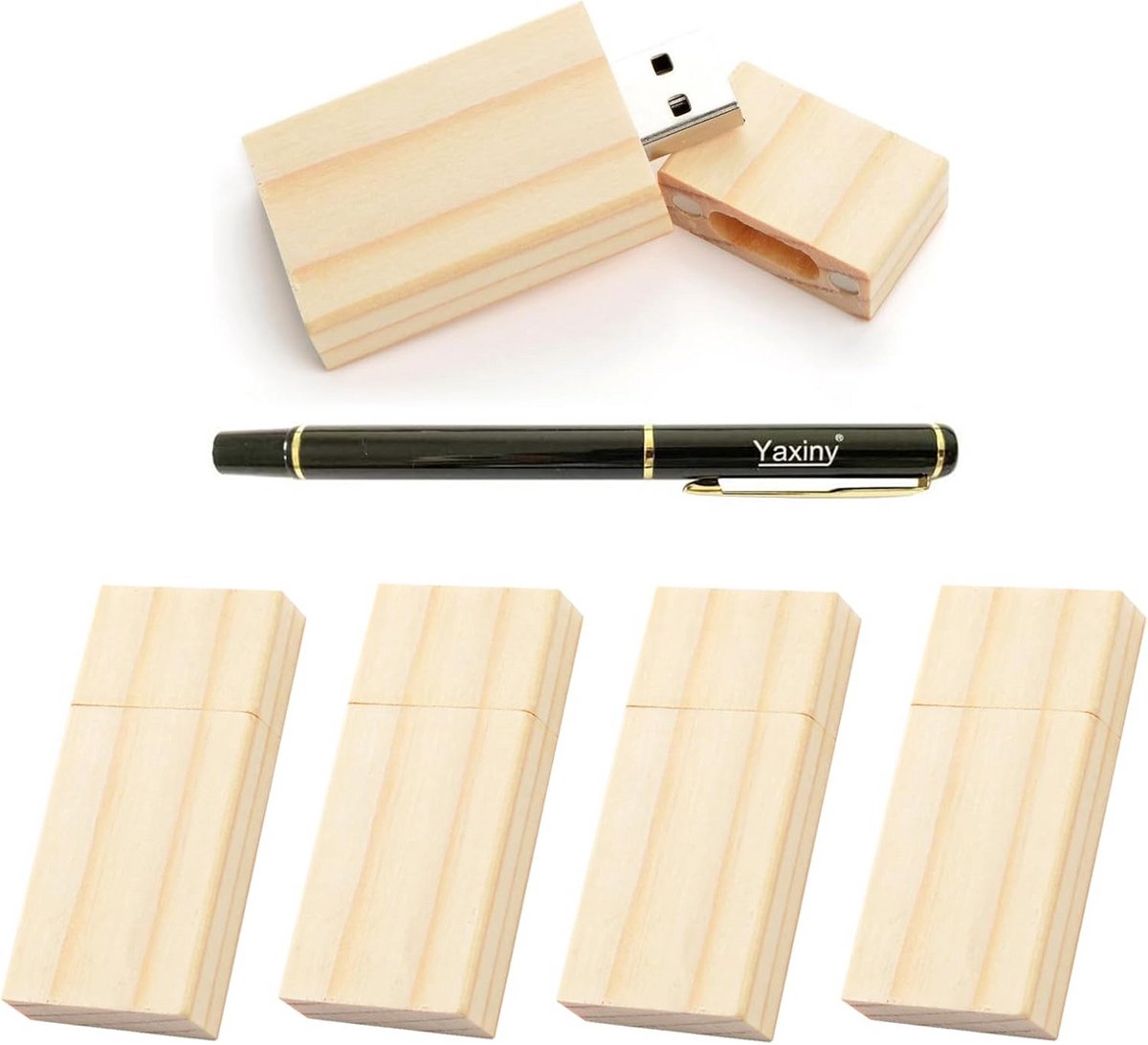 5 Stuks Houten USB Stick Geheugenstick 2.0