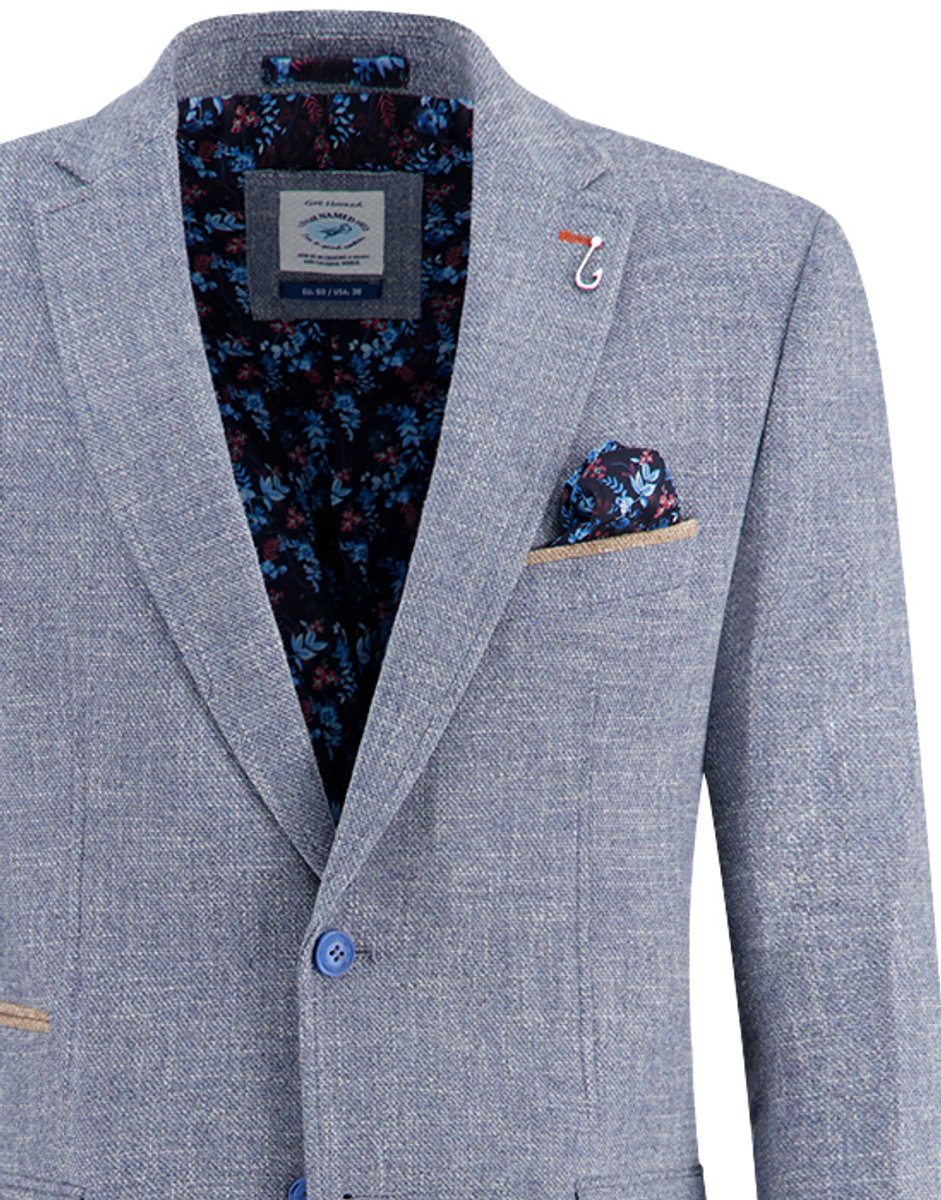 A Fish Named Fred gemeleerd colbert blauw slim fit