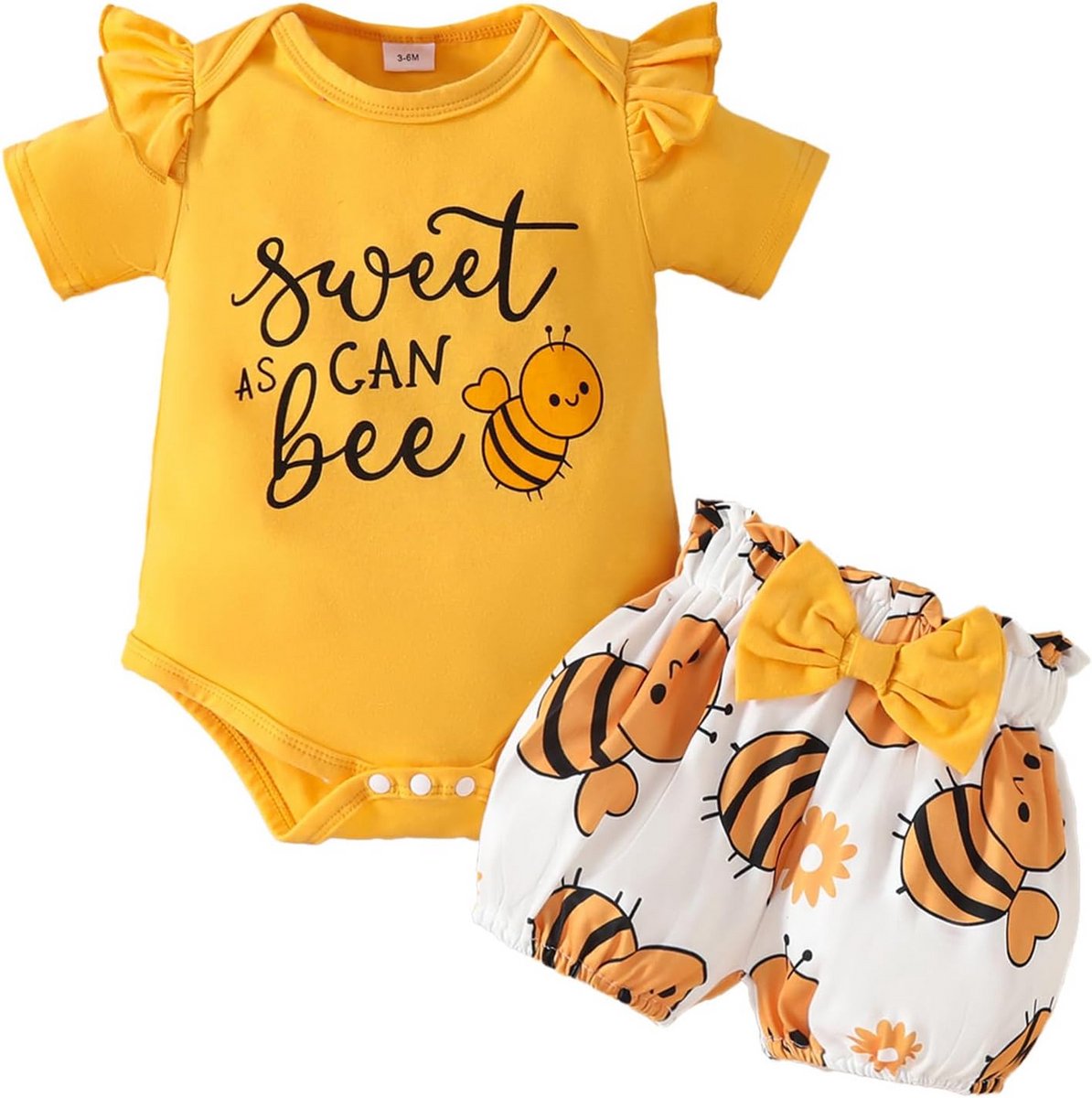 Zomeroutfit Jongens en Meisjes 3-delig met Rompertje Korte Broek en Haarband 0-18 Maanden
