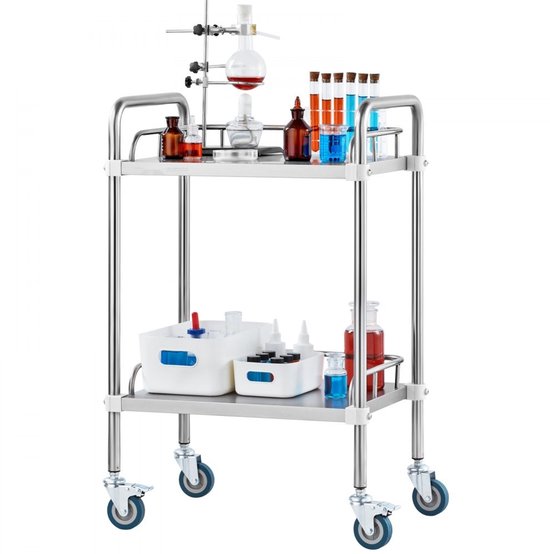 VEVOR Laborwagen, 2-stöckiger Allzweckwagen aus Edelstahl, Medizinwagen mit 2 Schubladen, Rollbarer Laborwagen, Weiß Servierwagen mit Lenkrollen für Labor, Krankenhaus, Zahnarztpraxis, Salon usw VEVOR Laborwagen, 2-stöckiger Allzweckwagen aus Edelstahl, Medizinwagen mit 2 Schubladen, Rollbarer Laborwagen, Weiß Servierwagen mit Lenkrollen für Labor, Krankenhaus, Zahnarztpraxis, Salon usw