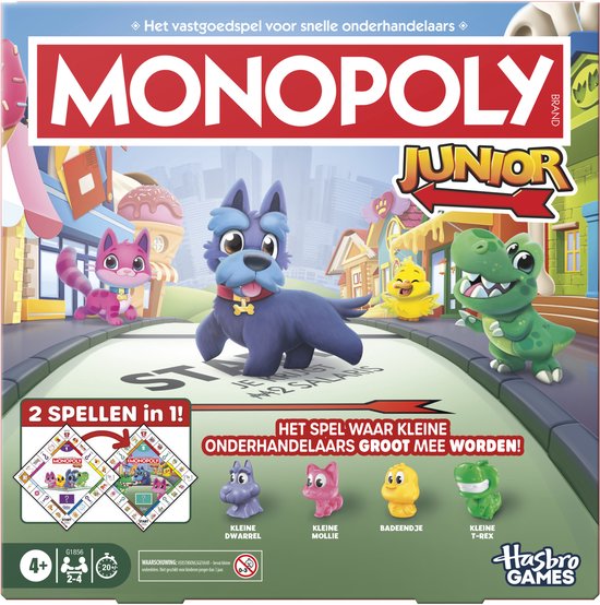 Monopoly Junior-bordspel, 2 spellen in 1