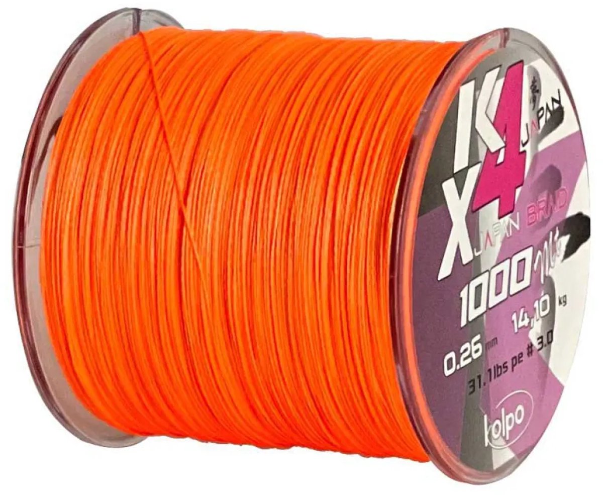 Kolpo Kx4 1000 M Gevlochten Vislijn Oranje 0.400 mm