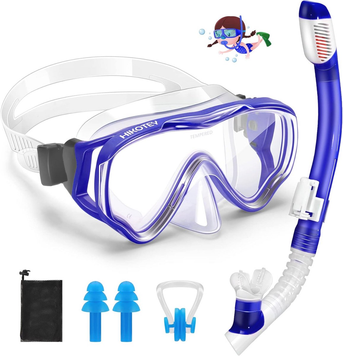 Kinderen Snorkelset met Duikmasker – Zwembril voor Meisjes en Jongens 4-16 Jaar, 180 Graden Panorama, Anti-condens, Veilig en Verstelbaar