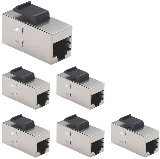 6x CAT6A Keystone Connectors - RJ45 Couplers Female-Female voor ...