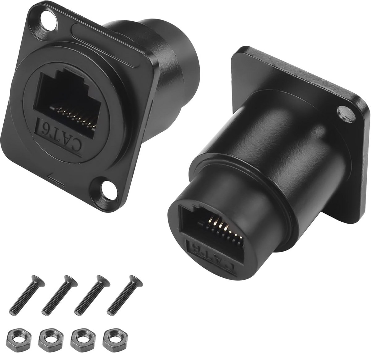 2x RJ45 CAT6 Paneelmontage Socket D-Type Coupler Female naar Female LAN Netwerk Verbinding