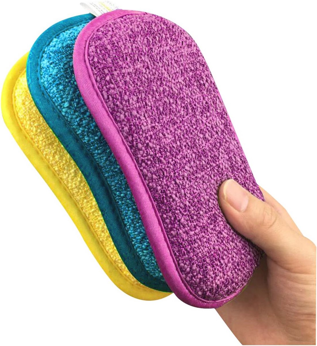 Microvezel Keukensponzen - Dubbelzijdige Potenreinigers, 3 Stuks