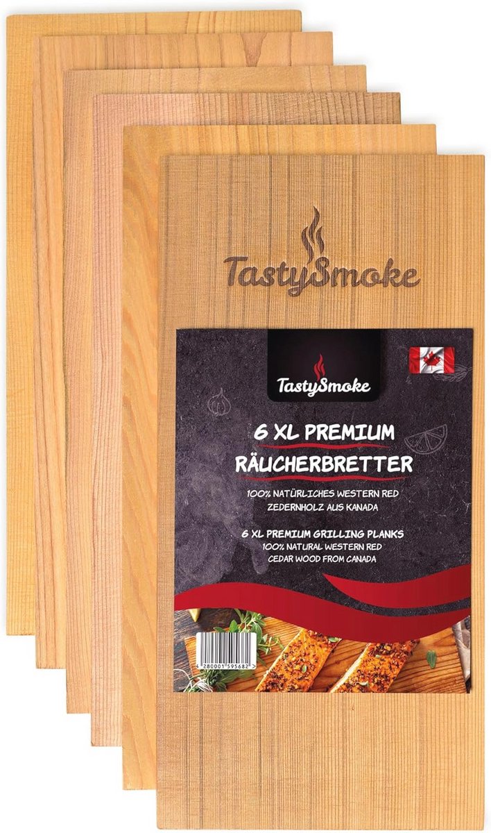Premium cederhouten grillplank - 6-delige herbruikbare verpakking