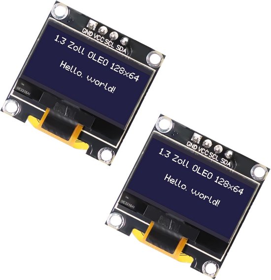 2x 1,3 inch OLED Displaymodule Wit 128x64 I2C Scherm voor Arduino en ...
