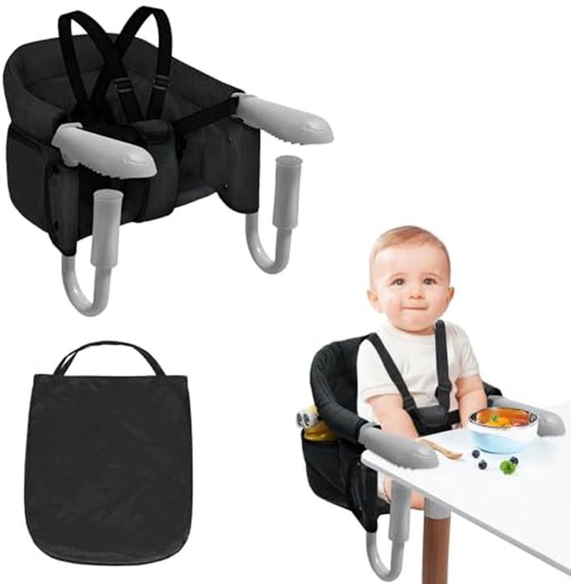 Opvouwbare babystoel met antislip klemmen - Kinderzitje voor tafel 2-8 cm