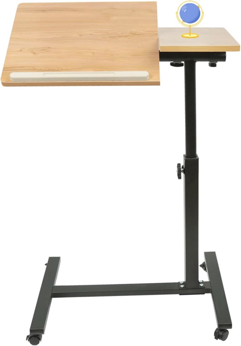Verstelbare Laptopbedtafel met Wielen en Opberglade