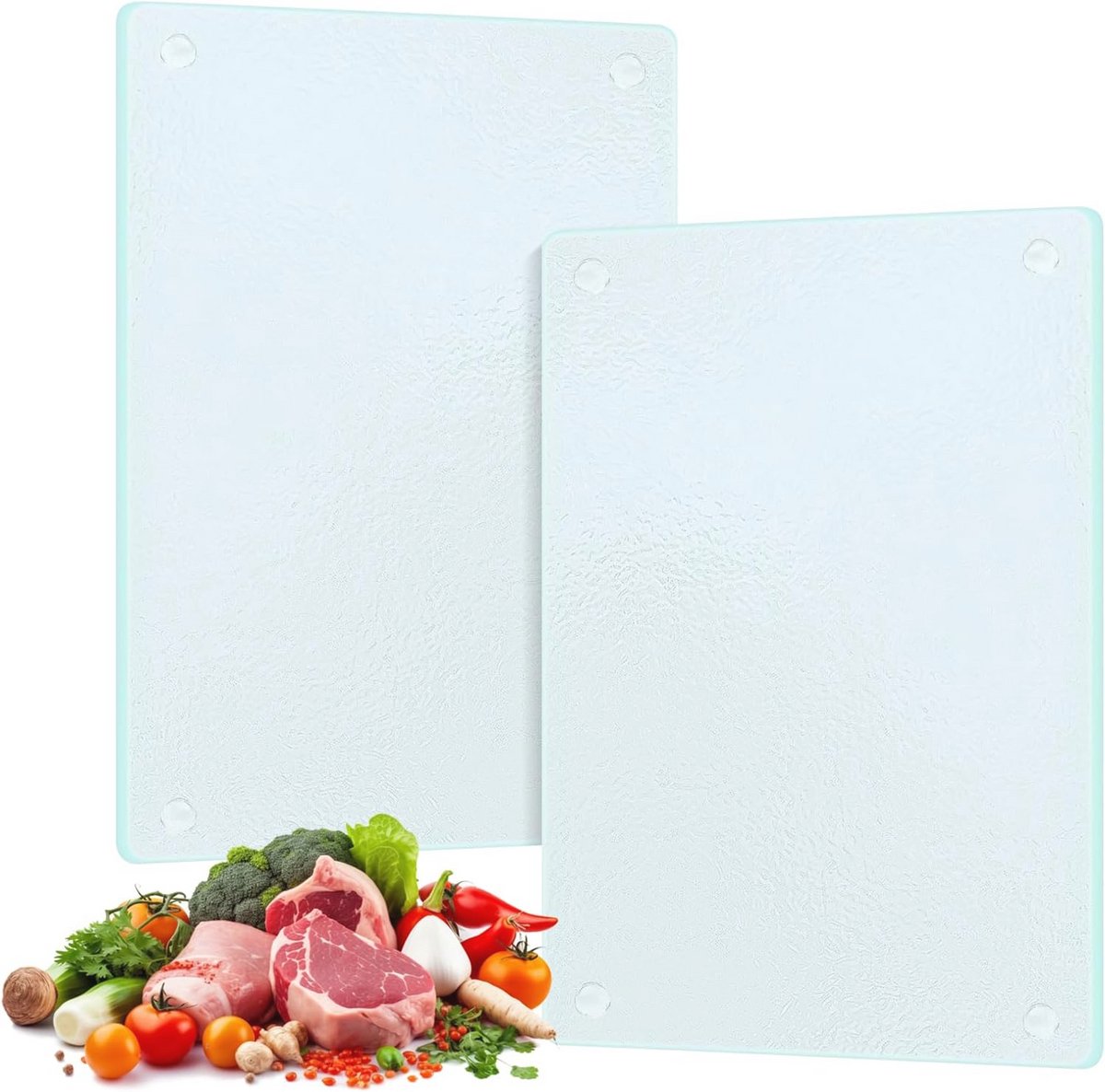 Duurzame Snijplanken van Gehard Glas - 2 Stuks met Antislip Rubberen Voeten (20 x 28 cm)